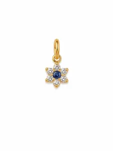 Dije en Flor con Brillantes y Zafiro en Oro Amarillo 18k