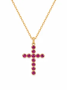 Dije Cruz con Rubies en Oro Rosa 18k
