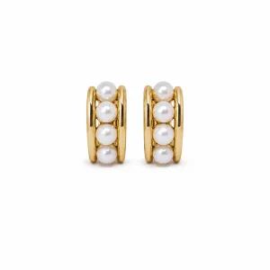 Aros en Oro Amarillo 18k con Perlas 